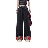 Plaid Patchwork Y2k Women's Jeans